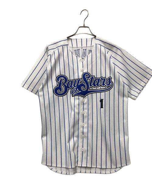 横浜DeNAベイスターズ（ヨコハマディーエヌエーベイスターズ）横浜DeNAベイスターズ (ヨコハマディーエヌエーベイスターズ) 応援グッズ ホワイト×ブルー サイズ:Lの古着・服飾アイテム