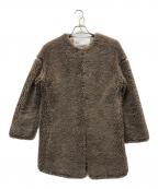 ticcaティッカ）の古着「ウールファーノーカラーコート」｜ブラウン
