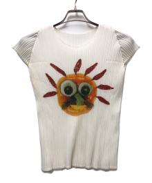 PLEATS PLEASE（プリーツプリーズ）の古着「半袖ブラウス」｜ホワイト