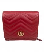GUCCIグッチ）の古着「GUCCI(グッチ) GGマーモント 2つ折り財布 598629」｜レッド