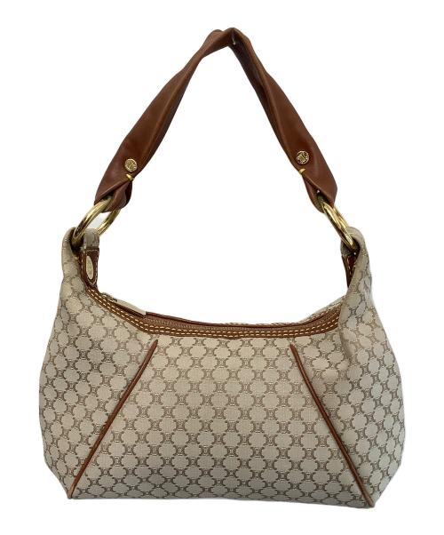 CELINE（セリーヌ）CELINE (セリーヌ) マカダムワンショルダーバッグ ベージュ×ブラウンの古着・服飾アイテム