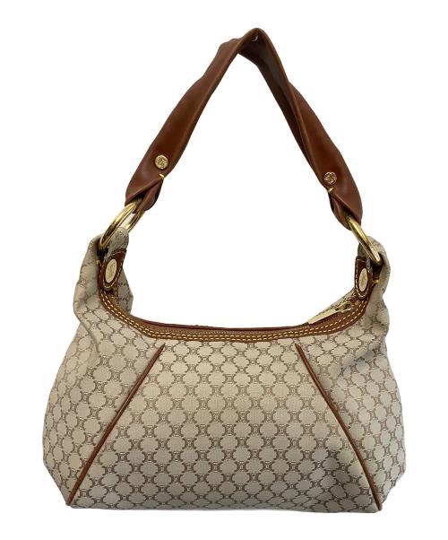 CELINE（セリーヌ）CELINE (セリーヌ) マカダムワンショルダーバッグ ベージュ×ブラウンの古着・服飾アイテム