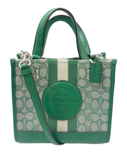 COACH（コーチ）COACH (コーチ) デンプシートート22ジャカードウィズストライプアンドコーチパッチ グリーン×グレーの古着・服飾アイテム