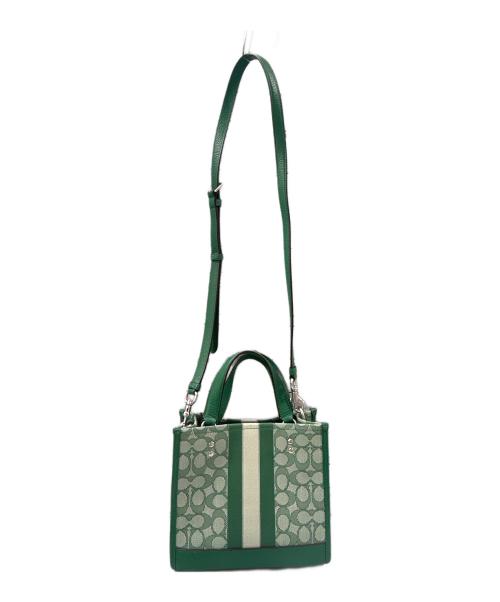 COACH（コーチ）COACH (コーチ) デンプシートート22ジャカードウィズストライプアンドコーチパッチ グリーン×グレーの古着・服飾アイテム