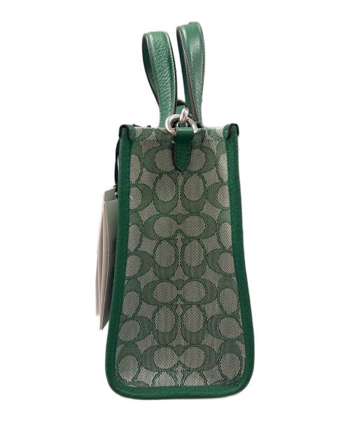 COACH（コーチ）COACH (コーチ) デンプシートート22ジャカードウィズストライプアンドコーチパッチ グリーン×グレーの古着・服飾アイテム