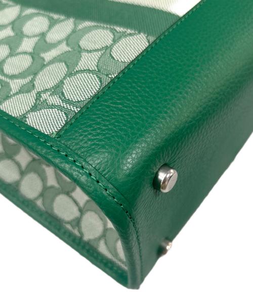 COACH（コーチ）COACH (コーチ) デンプシートート22ジャカードウィズストライプアンドコーチパッチ グリーン×グレーの古着・服飾アイテム