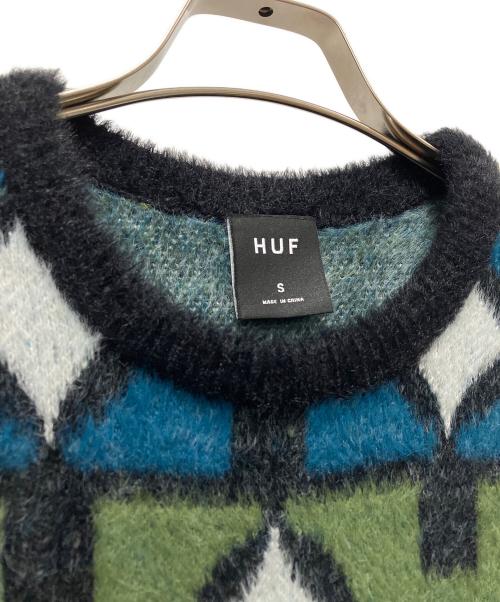 HUF（ハフ）HUF (ハフ) 厚手ニット ブルー×カーキ サイズ:Sの古着・服飾アイテム