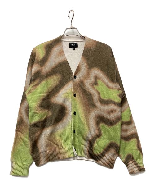 HUF（ハフ）HUF (ハフ) 厚手カーディガン ブラウン×グリーン サイズ:Lの古着・服飾アイテム