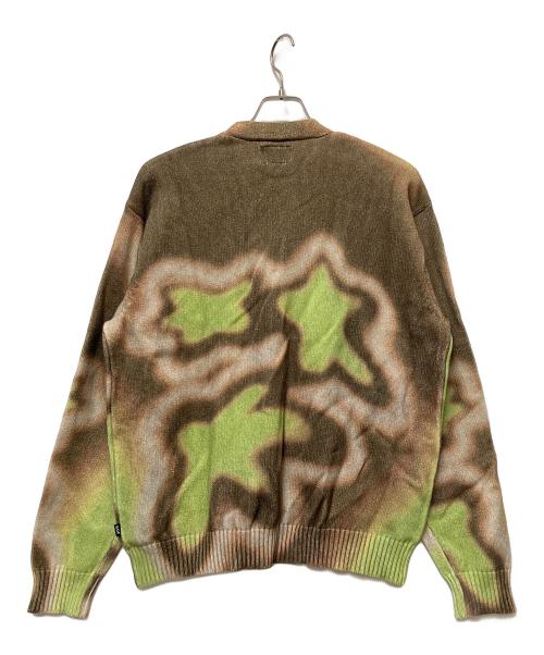 HUF（ハフ）HUF (ハフ) 厚手カーディガン ブラウン×グリーン サイズ:Lの古着・服飾アイテム