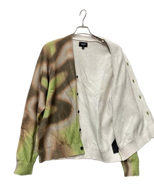 HUF（ハフ）HUF (ハフ) 厚手カーディガン ブラウン×グリーン サイズ:Lの古着・服飾アイテム