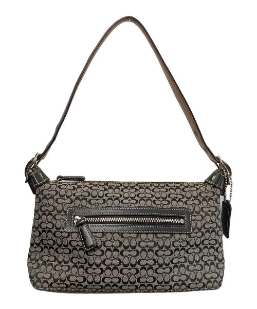 COACH（コーチ）COACH (コーチ) ミニシグネチャーハンドバッグ グレー×ブラックの古着・服飾アイテム