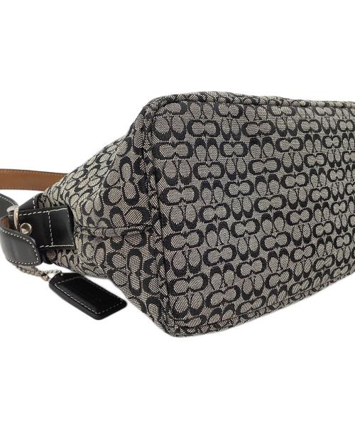 COACH（コーチ）COACH (コーチ) ミニシグネチャーハンドバッグ グレー×ブラックの古着・服飾アイテム