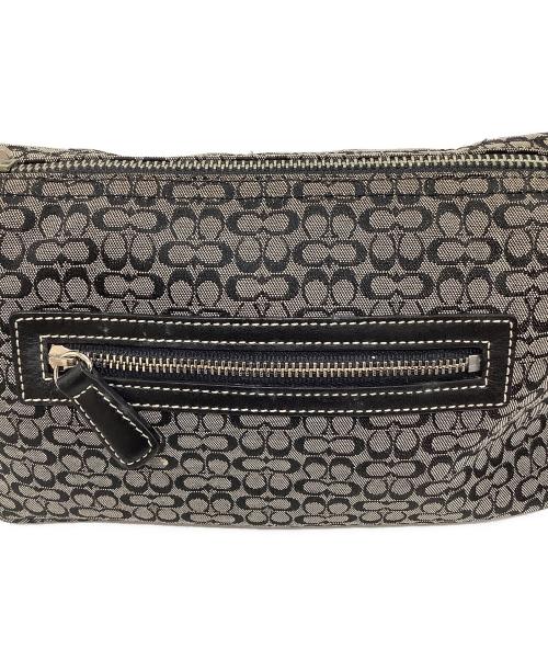 COACH（コーチ）COACH (コーチ) ミニシグネチャーハンドバッグ グレー×ブラックの古着・服飾アイテム