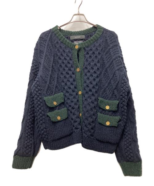 JOURNAL STANDARD（ジャーナルスタンダード）JOURNAL STANDARD (ジャーナルスタンダード) 厚手カーディガン ネイビー×グリーン サイズ:FREEの古着・服飾アイテム