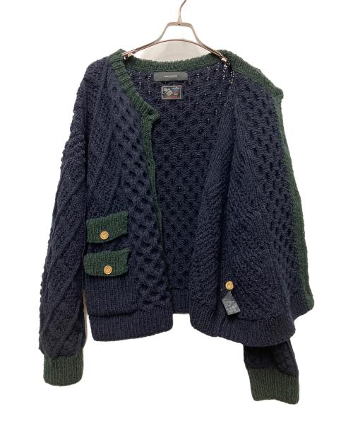 JOURNAL STANDARD（ジャーナルスタンダード）JOURNAL STANDARD (ジャーナルスタンダード) 厚手カーディガン ネイビー×グリーン サイズ:FREEの古着・服飾アイテム