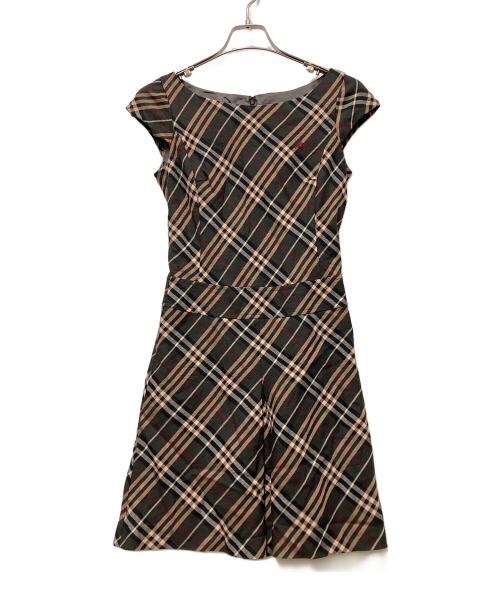 BURBERRY BLUE LABEL（バーバリー ブルー レーベル）BURBERRY BLUE LABEL (バーバリーロンドンブルーレーベル) ノースリーブ・キャミソールワンピース ブラウン×ピンク サイズ:Mの古着・服飾アイテム