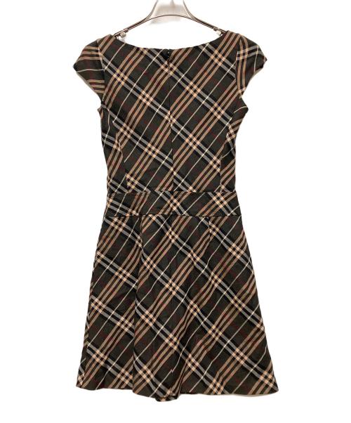 BURBERRY BLUE LABEL（バーバリー ブルー レーベル）BURBERRY BLUE LABEL (バーバリーロンドンブルーレーベル) ノースリーブ・キャミソールワンピース ブラウン×ピンク サイズ:Mの古着・服飾アイテム