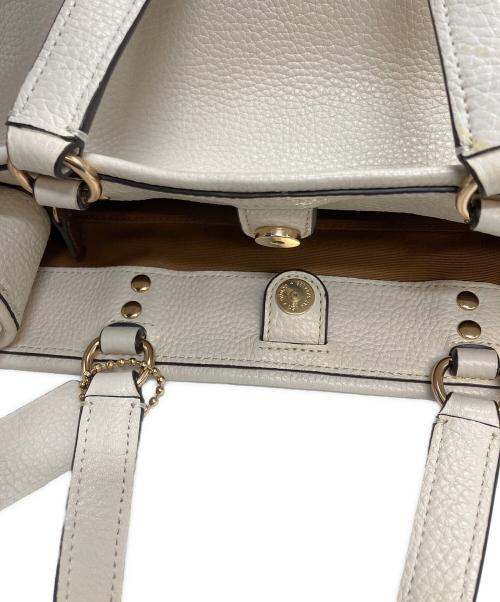 COACH（コーチ）COACH (コーチ) キャリーオールウィズ パッチ　2WAYトートバッグ アイボリー×ブラウンの古着・服飾アイテム