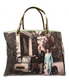 ANYA HINDMARCH（アニヤ・ハインドマーチ）の古着「フォトプリント トートバッグ」｜ベージュ×スカイブルー