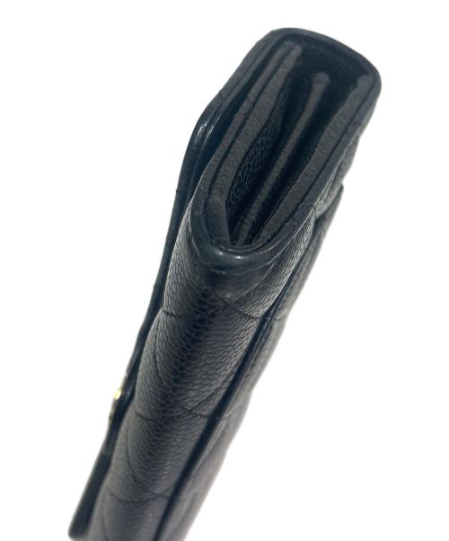 CHANEL（シャネル）CHANEL (シャネル) キャビアスキン クラシック ロング フラップウォレット ブラックの古着・服飾アイテム