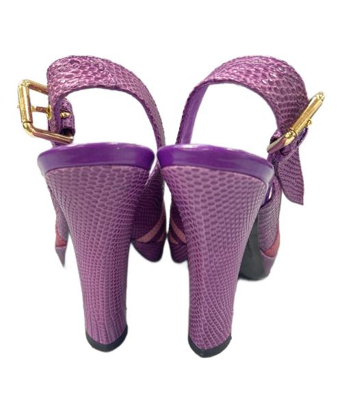 LOUIS VUITTON（ルイ ヴィトン）LOUIS VUITTON (ルイ ヴィトン) リザードサンダル パープル×レッド サイズ:37 1/2の古着・服飾アイテム