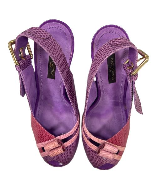 LOUIS VUITTON（ルイ ヴィトン）LOUIS VUITTON (ルイ ヴィトン) リザードサンダル パープル×レッド サイズ:37 1/2の古着・服飾アイテム