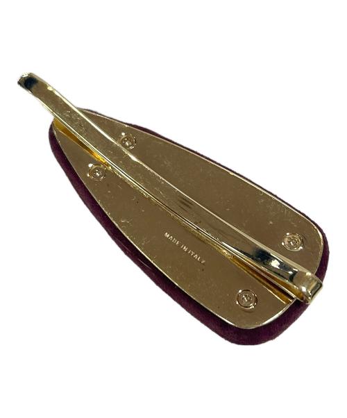 MIU MIU（ミュウミュウ）MIU MIU (ミュウミュウ) ロゴバレッタ ワインレッドの古着・服飾アイテム