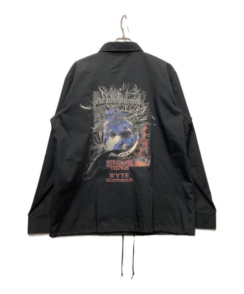 s'yte Yohji Yamamoto（サイト ヨウジヤマモト）S'YTE YOHJI YAMAMOTO (サイト ヨウジヤマモト) STRANGER THINGS (ストレンジャーシングス) Withered Flower Crow Coach Jacket ブラック×ホワイト サイズ:3の古着・服飾アイテム