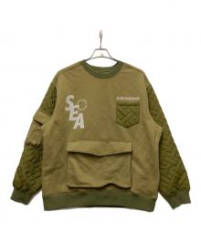 WIND AND SEA（ウィンダンシー）の古着「キルティングクルーネックスウェット」｜カーキ