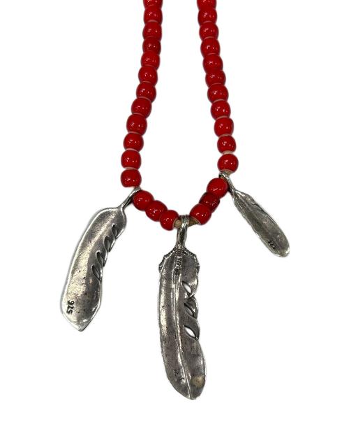 -（-）- (-) フェザートップ ネックレス レッドの古着・服飾アイテム