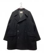 miffewミフュー）の古着「SUPER140sウールメルトンラグランスリーブダウンPコート」｜ブラック