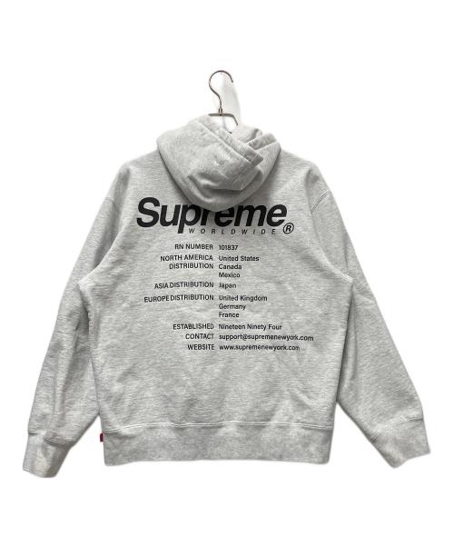 SUPREME（シュプリーム）SUPREME (シュプリーム) WORLDWIDE HOODED SWEATSHIRT ライトグレー サイズ:Mの古着・服飾アイテム