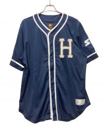 HUF×STARTER（ハフ×スターター）の古着「ベースボールシャツ」｜ネイビー×ホワイト