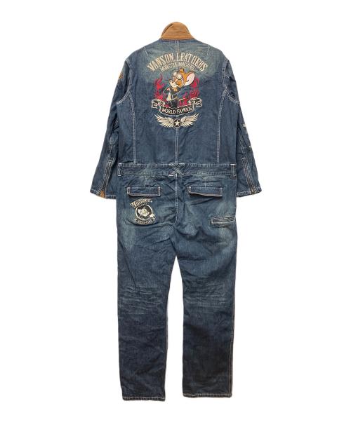 VANSON（バンソン）VANSON (バンソン) TOM&JERRY (トムトジェリー) オールインワン インディゴ×ブラウン サイズ:XXLの古着・服飾アイテム
