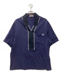 FRED PERRY×Casely-Hayford（フレッドペリー×ケイスリーヘイフォード）の古着「Overhead Pique Shirt」｜ネイビー×ホワイト