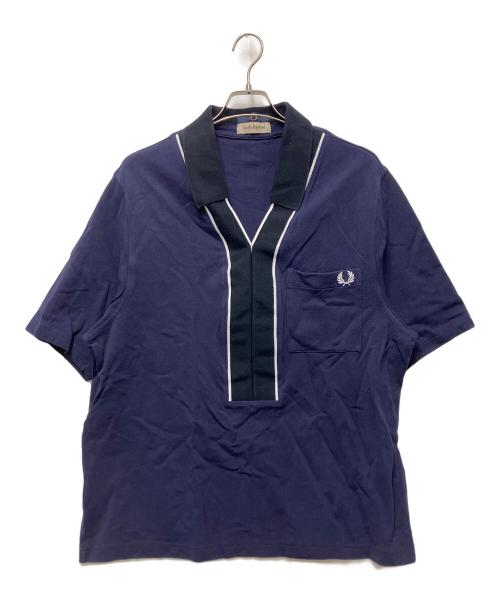FRED PERRY（フレッドペリー）FRED PERRY (フレッドペリー) Casely-Hayford (ケイスリーヘイフォード) Overhead Pique Shirt ネイビー×ホワイト サイズ:Lの古着・服飾アイテム
