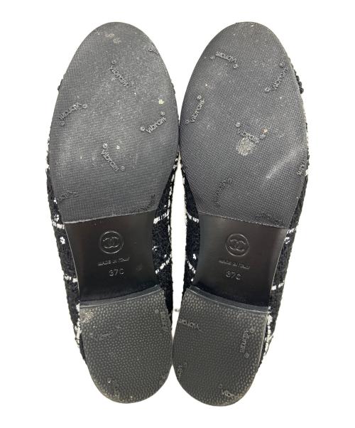 CHANEL（シャネル）CHANEL (シャネル) ココマーク リボン付きツイードパンプス ブラック サイズ:37Cの古着・服飾アイテム