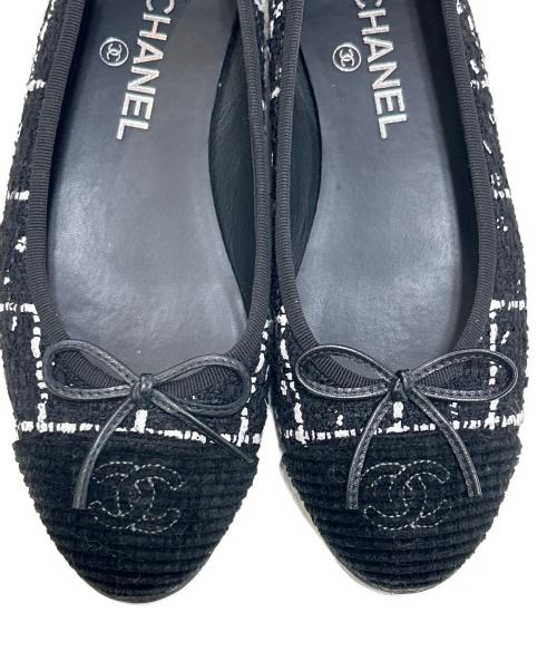 CHANEL（シャネル）CHANEL (シャネル) ココマーク リボン付きツイードパンプス ブラック サイズ:37Cの古着・服飾アイテム