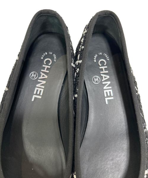 CHANEL（シャネル）CHANEL (シャネル) ココマーク リボン付きツイードパンプス ブラック サイズ:37Cの古着・服飾アイテム