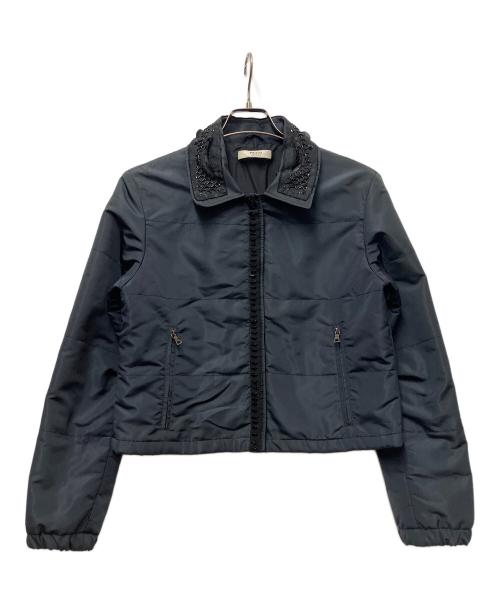 PRADA（プラダ）PRADA (プラダ) ビーズ装飾付ナイロンジャケット ブラック サイズ:42の古着・服飾アイテム