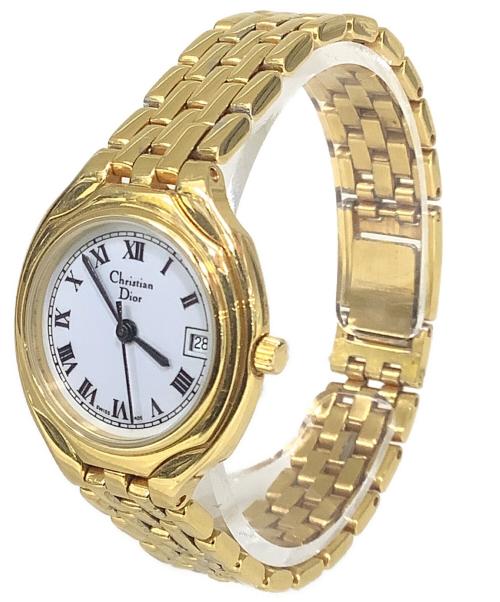 Christian Dior（クリスチャン ディオール）Christian Dior (クリスチャン ディオール) 三針クォーツ腕時計 ホワイトの古着・服飾アイテム