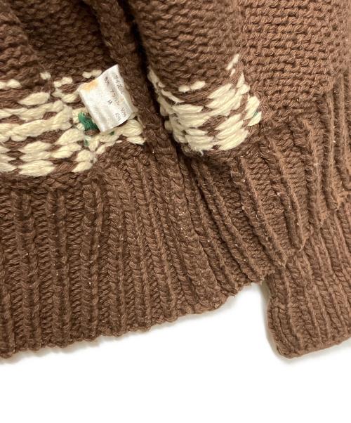 HG（エイチジー）HG (エイチジー) 厚手カーディガン ブラウン×グリーン サイズ:Lの古着・服飾アイテム