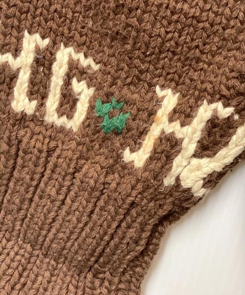 HG（エイチジー）HG (エイチジー) 厚手カーディガン ブラウン×グリーン サイズ:Lの古着・服飾アイテム