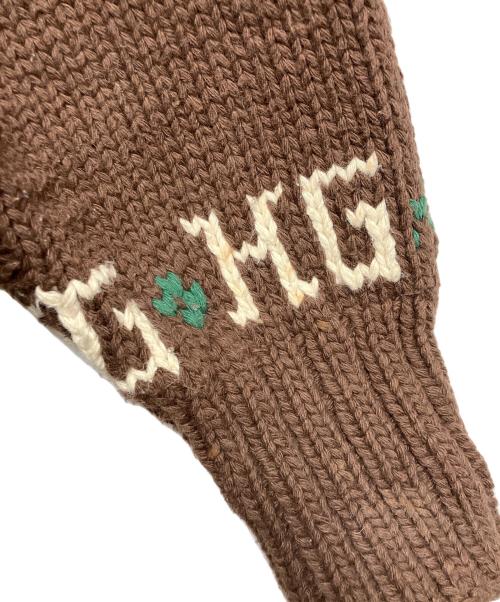 HG（エイチジー）HG (エイチジー) 厚手カーディガン ブラウン×グリーン サイズ:Lの古着・服飾アイテム