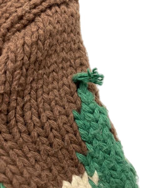 HG（エイチジー）HG (エイチジー) 厚手カーディガン ブラウン×グリーン サイズ:Lの古着・服飾アイテム