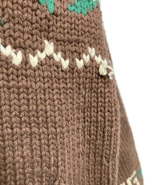 HG（エイチジー）HG (エイチジー) 厚手カーディガン ブラウン×グリーン サイズ:Lの古着・服飾アイテム