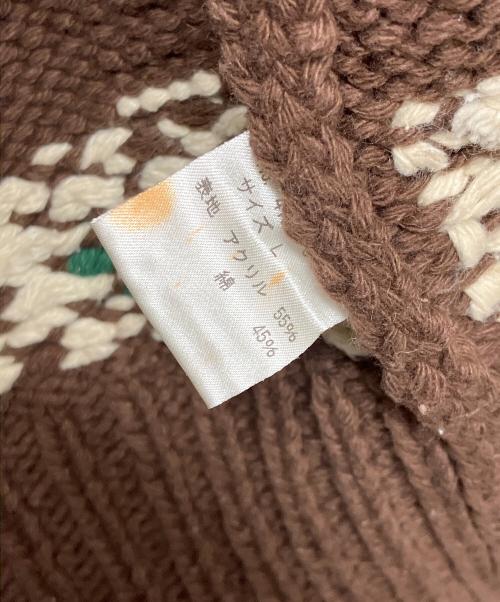 HG（エイチジー）HG (エイチジー) 厚手カーディガン ブラウン×グリーン サイズ:Lの古着・服飾アイテム