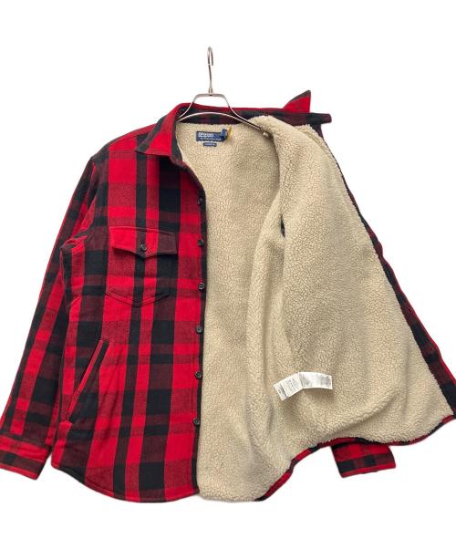 POLO RALPH LAUREN（ポロ・ラルフローレン）POLO RALPH LAUREN (ポロ・ラルフローレン) バッファローチェック裏ボアシャツジャケット レッド×ブラック サイズ:Lの古着・服飾アイテム