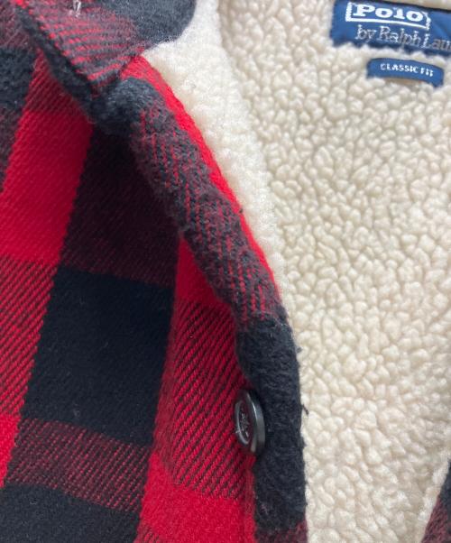 POLO RALPH LAUREN（ポロ・ラルフローレン）POLO RALPH LAUREN (ポロ・ラルフローレン) バッファローチェック裏ボアシャツジャケット レッド×ブラック サイズ:Lの古着・服飾アイテム