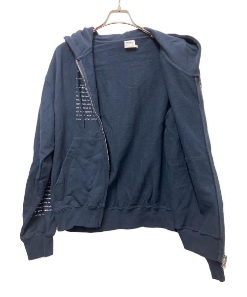 WISHFOREVER（ウィッシュフォーエバー）WISHFOREVER (ウィッシュフォーエバー) ERROR LOGO PRINT DOUBLE ZIP HOODI ネイビー サイズ:Ｌの古着・服飾アイテム